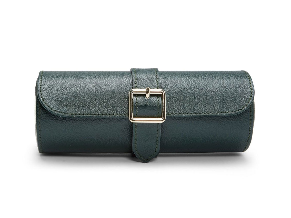 Wolf British Racing Green Triple Watchroll Leder 245x100x70mm