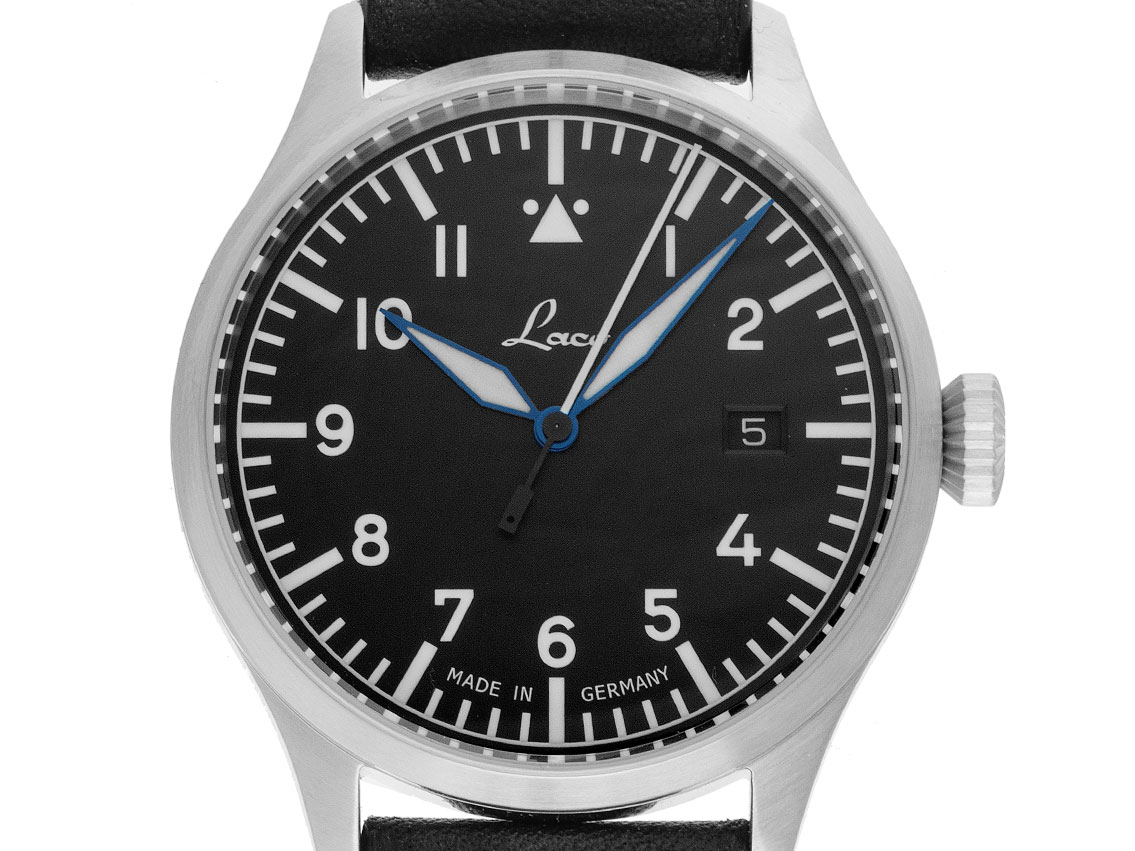 Laco Fliegeruhr Stuttgart Pro Stahl Automatik Armband Leder 40mm Ref.862141_47 Box&Pap. Full Set Neu