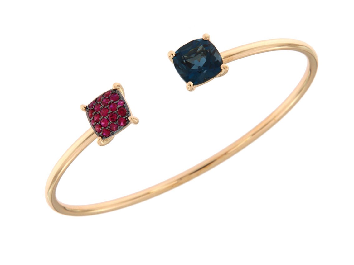 Alberti Armreif 18kt Roségold 8,3g Saphir 0,40ct London Blue Topas 3,80ct