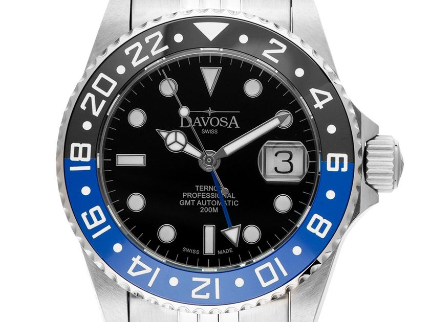 Davosa Ternos Professional TT GMT Diver Stahl Keramik schwarz blau Automatik Armband Stahl 42mm Box&Pap. Full Set Neu