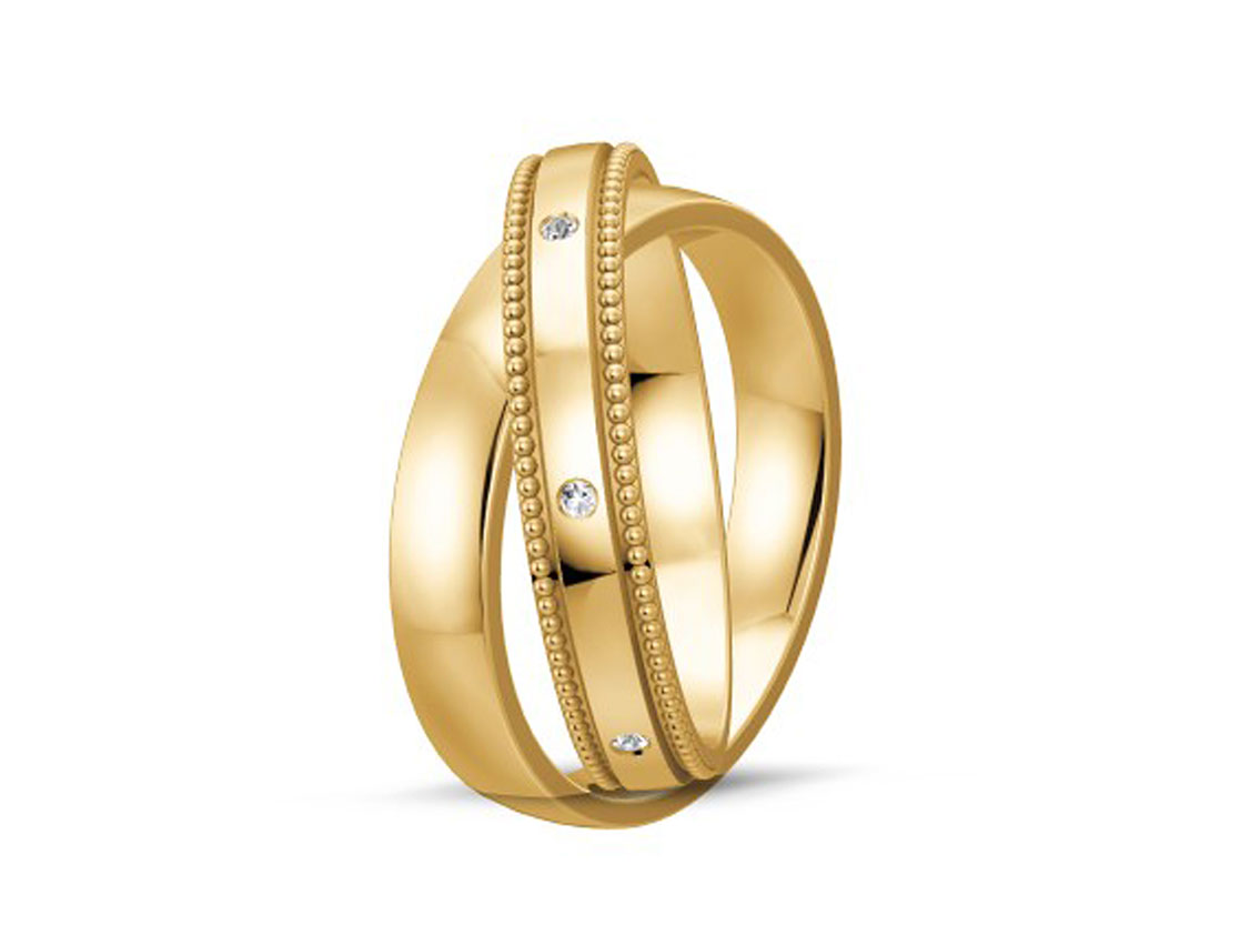 Saint Maurice Trauring Ehering Verlobungsring Freundschaftsring 14kt Gelbgold Diamanten Neu