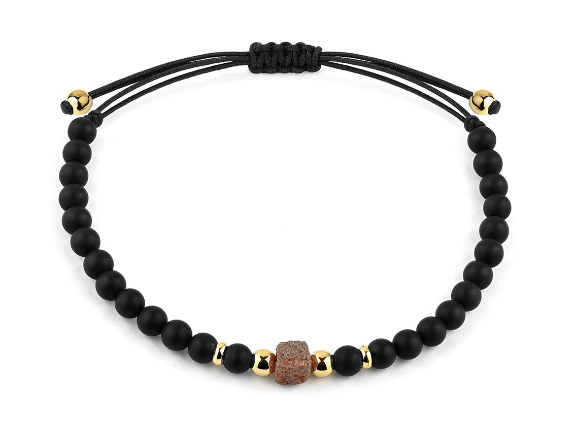 Facet Armband Edelstein Perlen Onyx 18kt Gelbgold 3,9g 