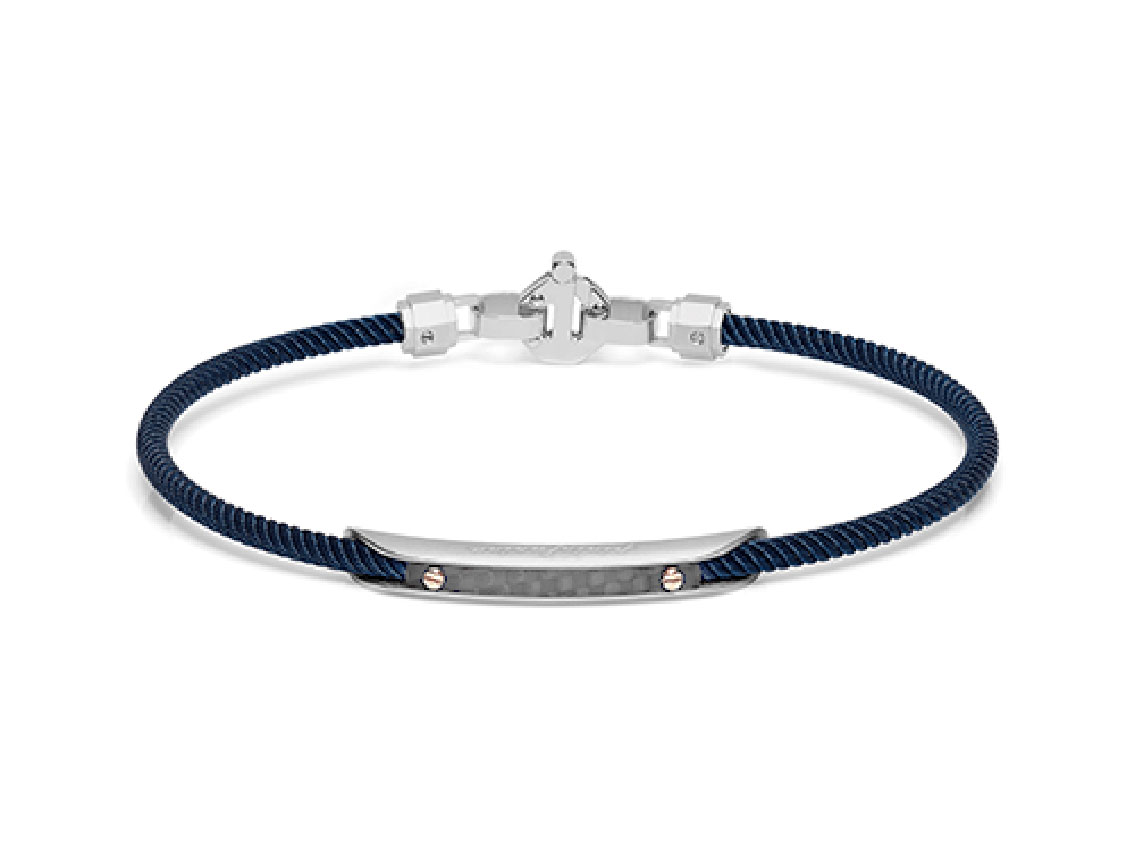 Baraka Armband 18kt Roségold 925er Silber Stahl PVD blau 14,0g Diamant 0,02ct