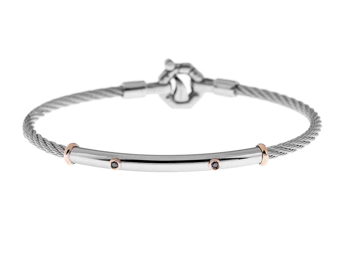 Baraka Armband 18kt Roségold Stahl Diamanten 0,05ct Neu