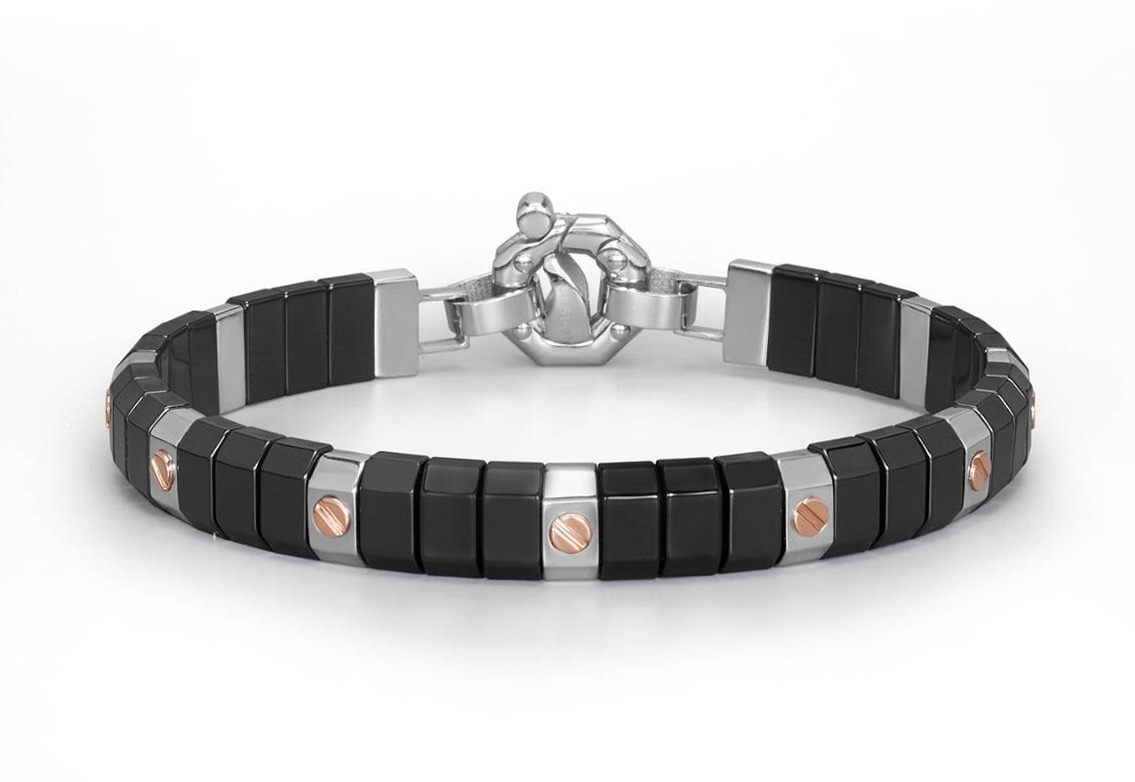 Baraka Armband 18kt Roségold Stahl Keramik Titan 33,0g Diamant 0,02ct