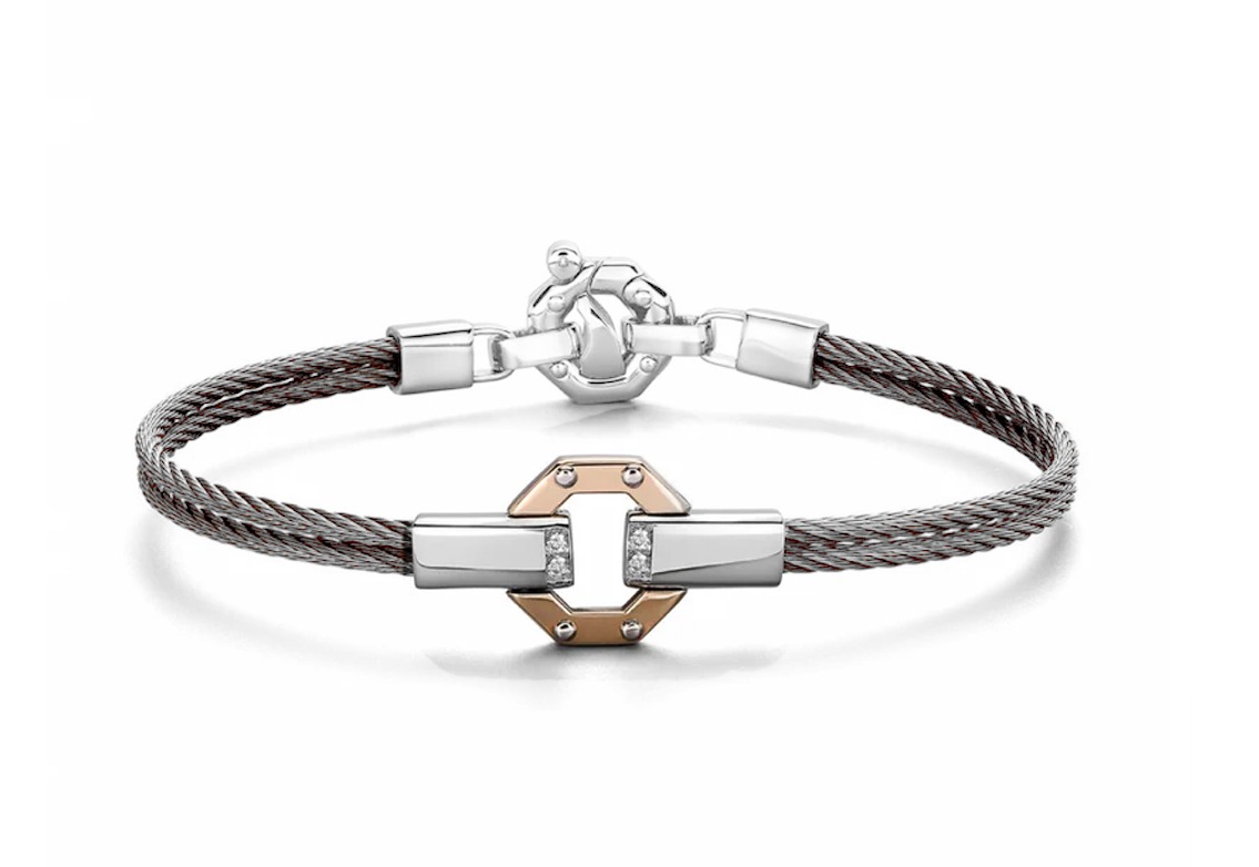 Baraka Armband 18kt Roségold Stahl Diamanten 0,08ct