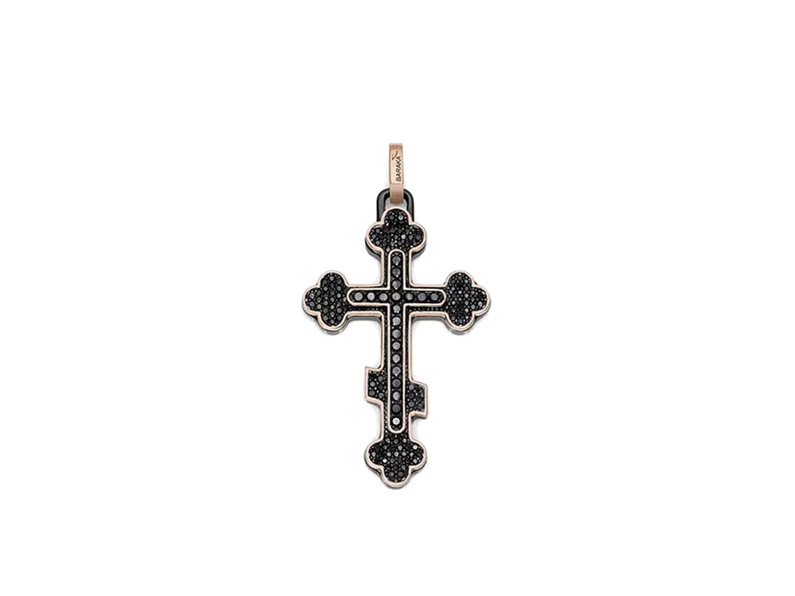Baraka Anhänger Kreuz 18kt Roségold Keramik 12,0g Diamanten 1,15ct