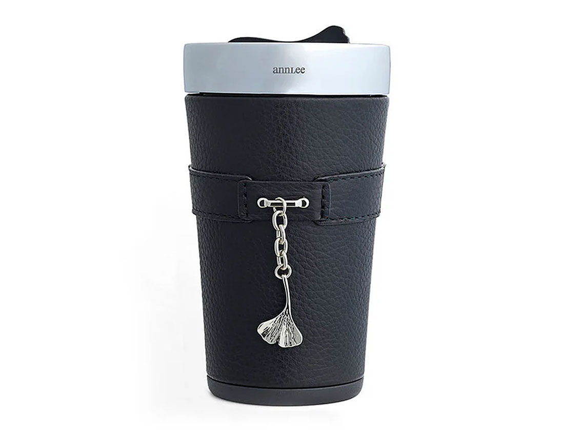 AnnLee Cup Thermobecher Leder Black Ginkgo