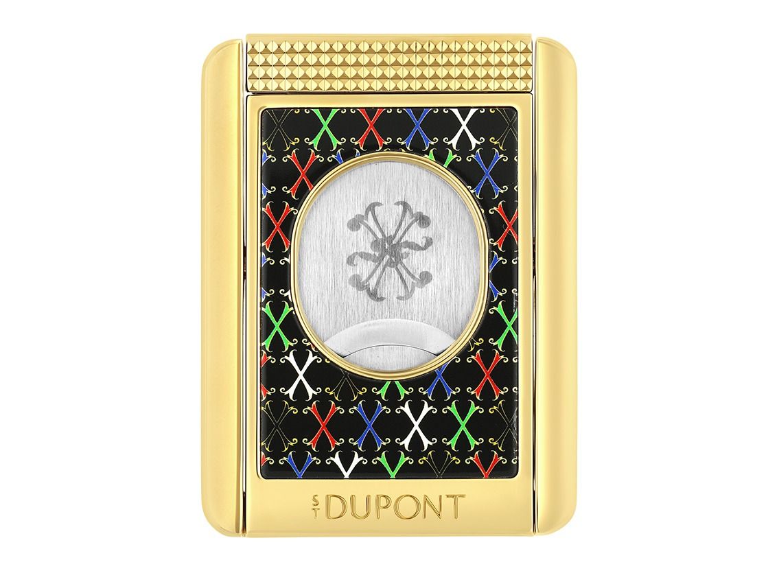 S.T. Dupont Zigarrencutter Stand Fuente Schwarz Gelbgold Ref.003460F Full Set Neu