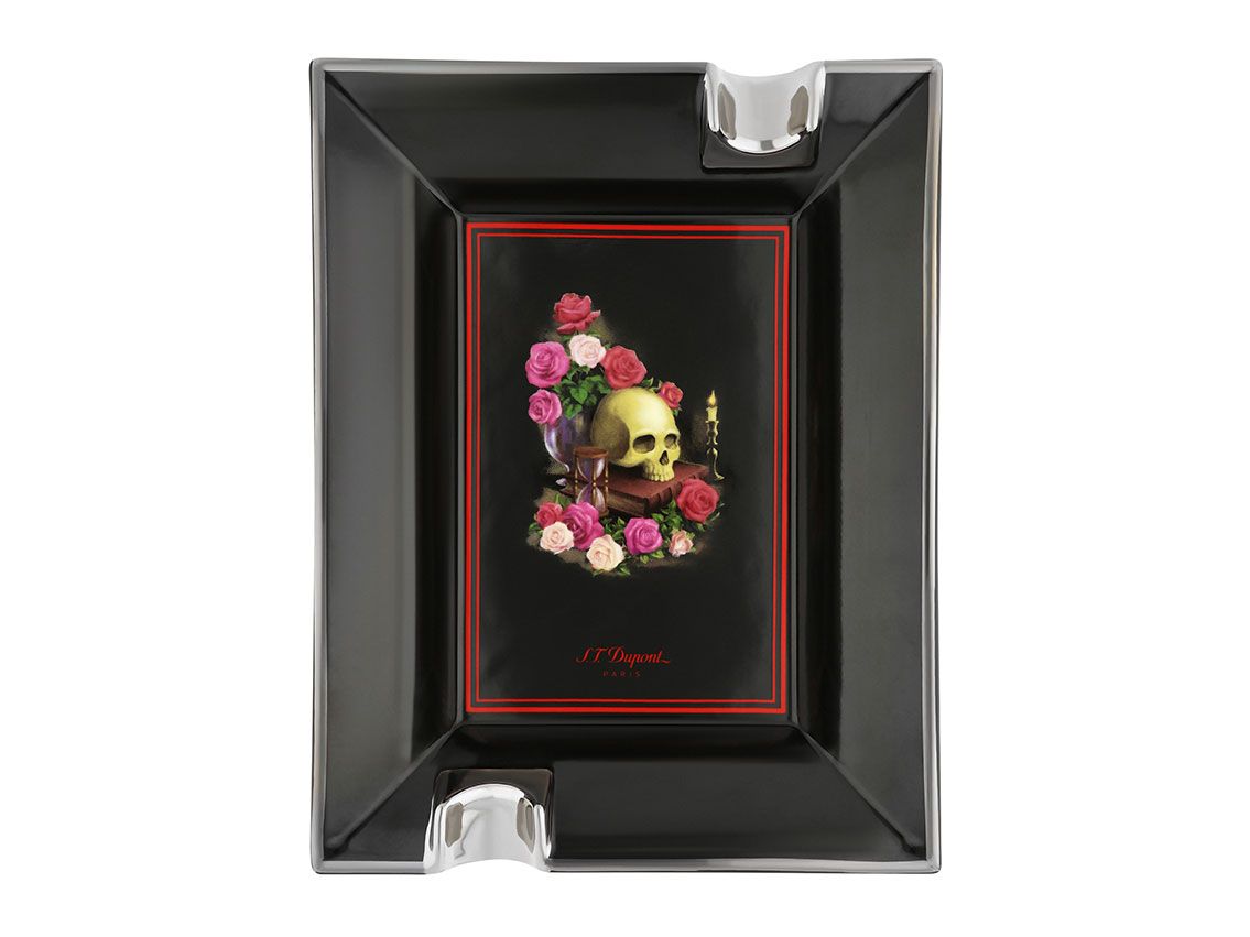 S.T. Dupont Zigarren Aschenbecher Memento Mori Porzellan Ref.006494 Full Set 