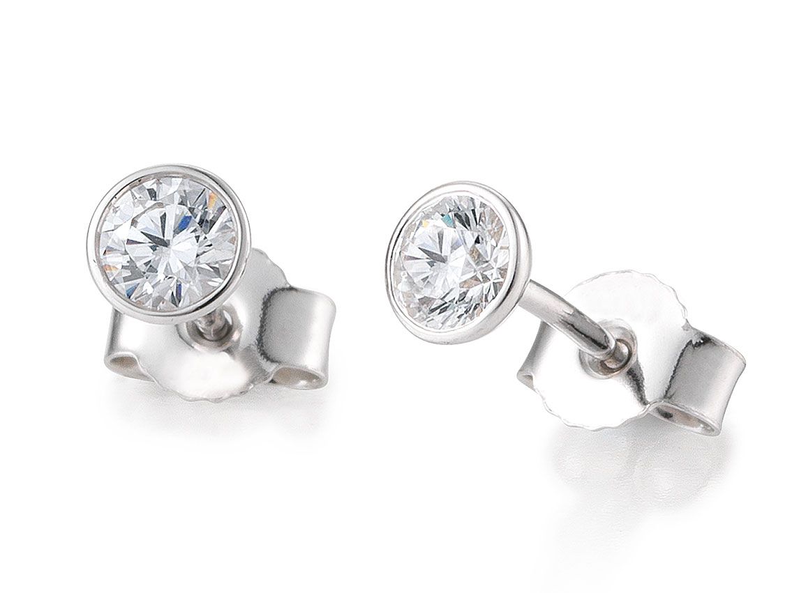 Saint Maurice Ohrstecker Solitär 14kt Weißgold Diamanten 0,30ct 