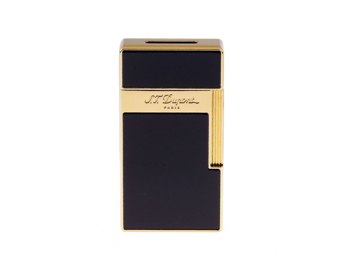 S.T. Dupont Feuerzeug Biggy Chinalack Schwarz Gelbgold Ref.025002 Full Set