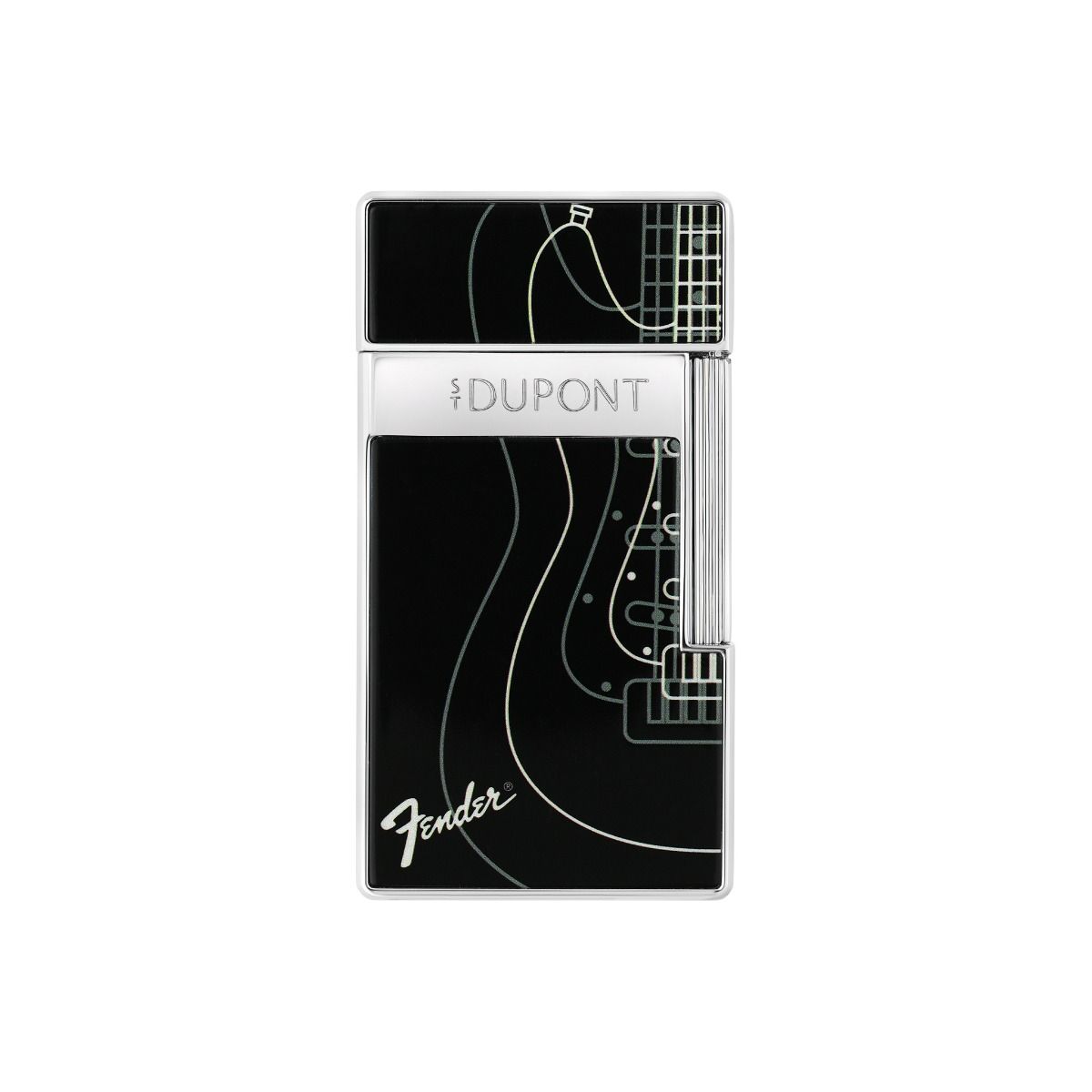 S.T. Dupont Feuerzeug Biggy Fender Schwarz Chrome Ref.025025 Full Set