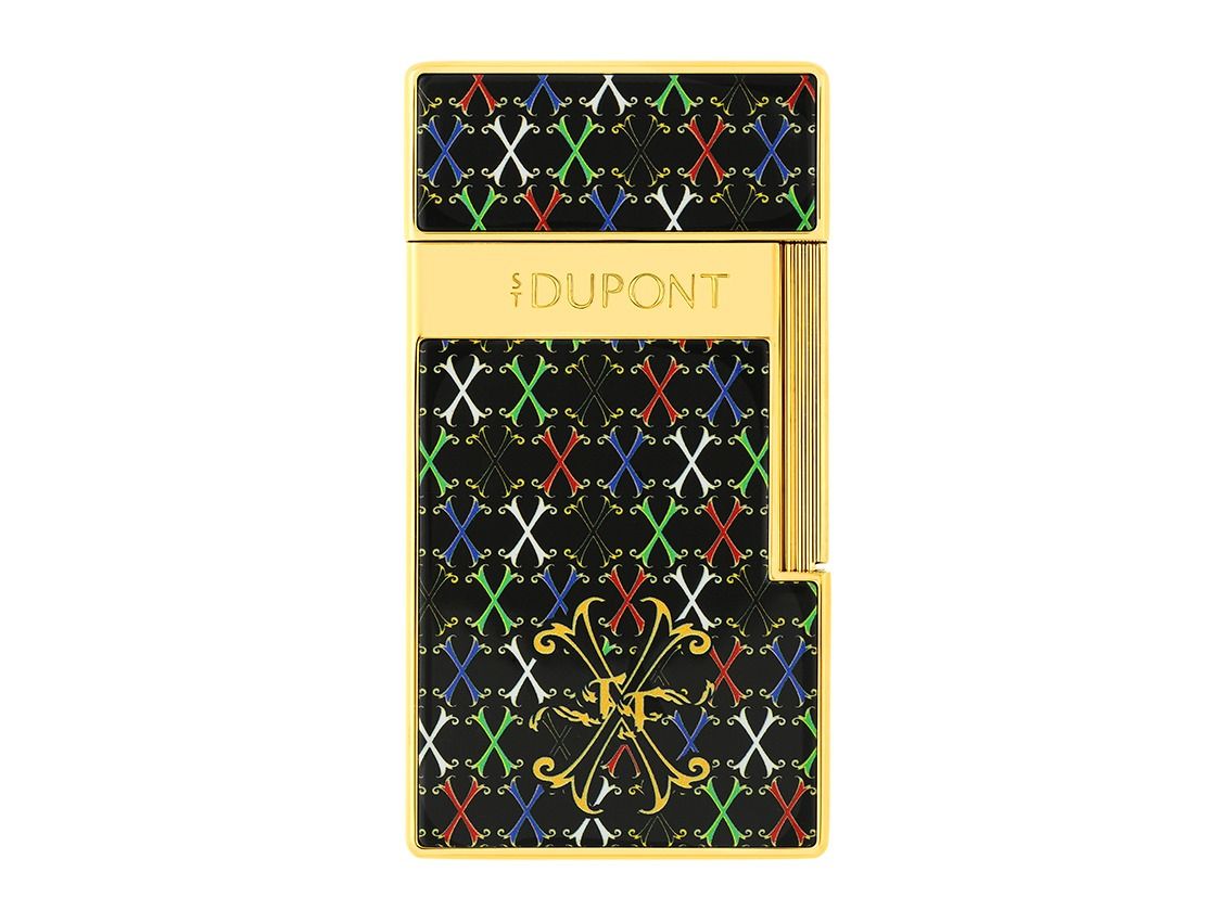 S.T. Dupont Feuerzeug Biggy Fuente Schwarz Gelbgold Ref.025060 Full Set