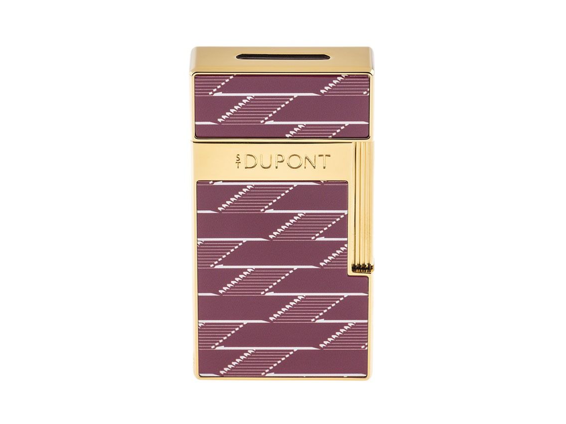 S.T. Dupont Feuerzeug Biggy Monogram 1872 Burgundy Gelbgold Ref.025078B Full Set
