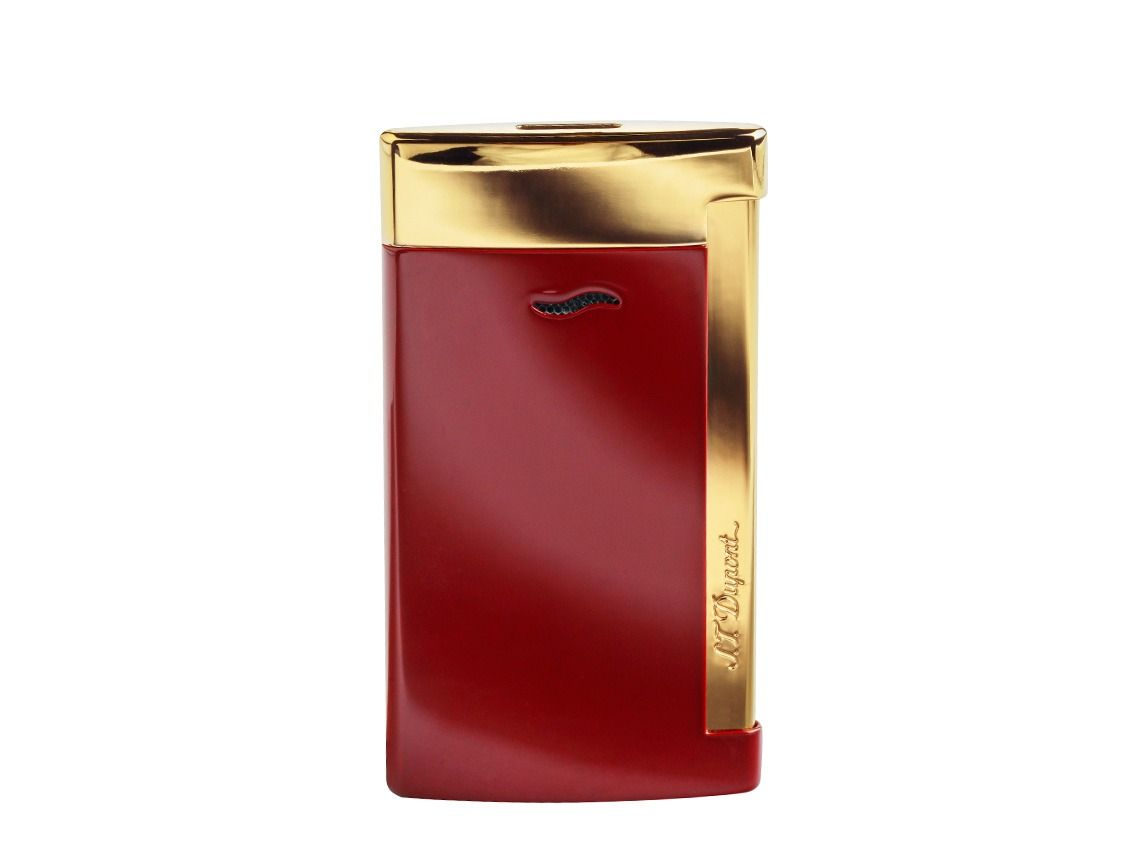 S.T. Dupont Feuerzeug Slim 7 Lotus Rot Gelbgold Ref.027707 Full Set