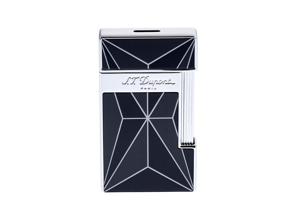 S.T. Dupont Feuerzeug Slimmy Fire X Chinalack Schwarz Grau Ref.028070 Box&Pap. Full Set Neu