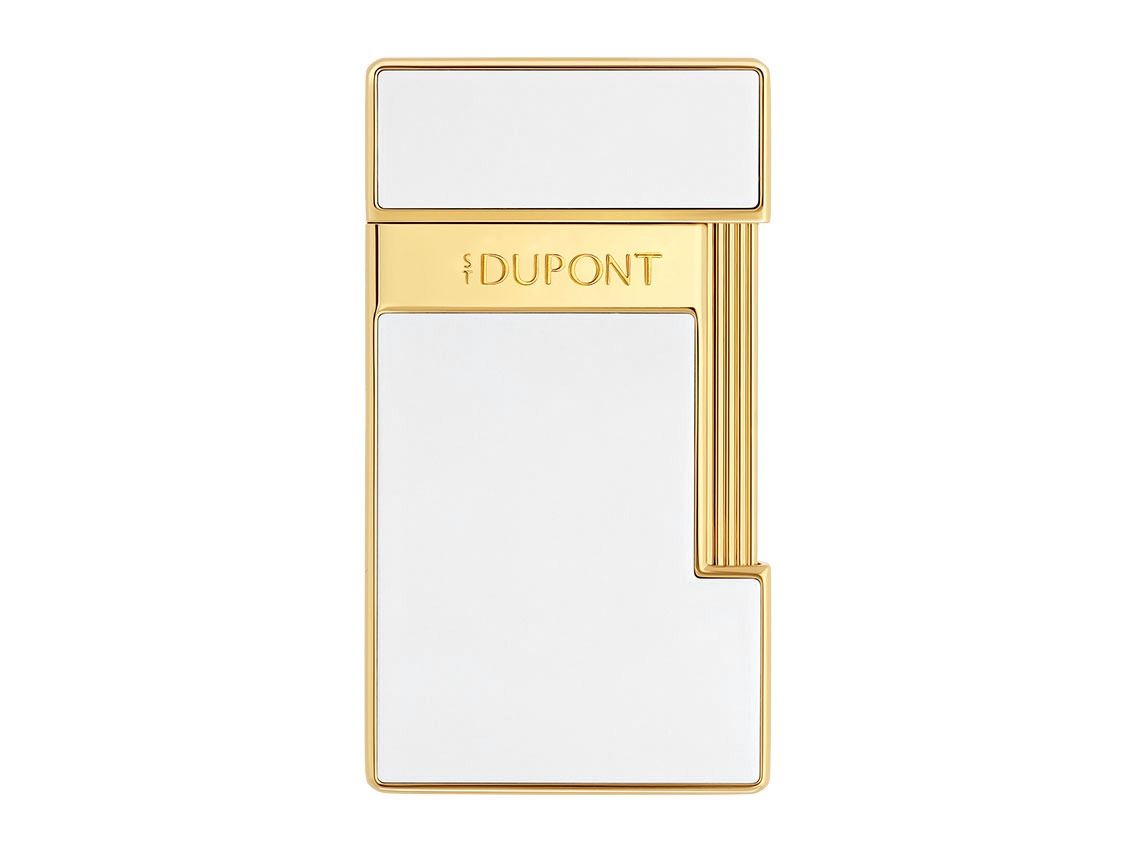 S.T. Dupont Feuerzeug Slimmy Chinalack Weiß Gelbgold Ref.028224 Full Set
