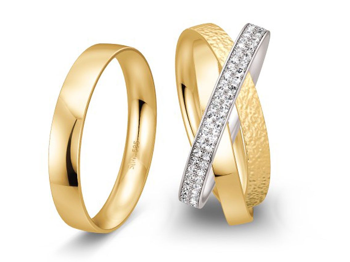 Saint Maurice Trauringe 14kt Gelbgold 14kt Weißgold Diamanten 0,66ct