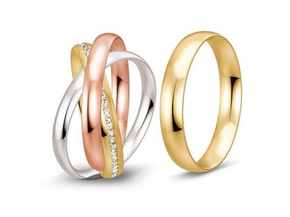 Saint Maurice Trauringe 14kt Gelbgold 14kt Weißgold 14kt Roségold Diamanten 0,319ct