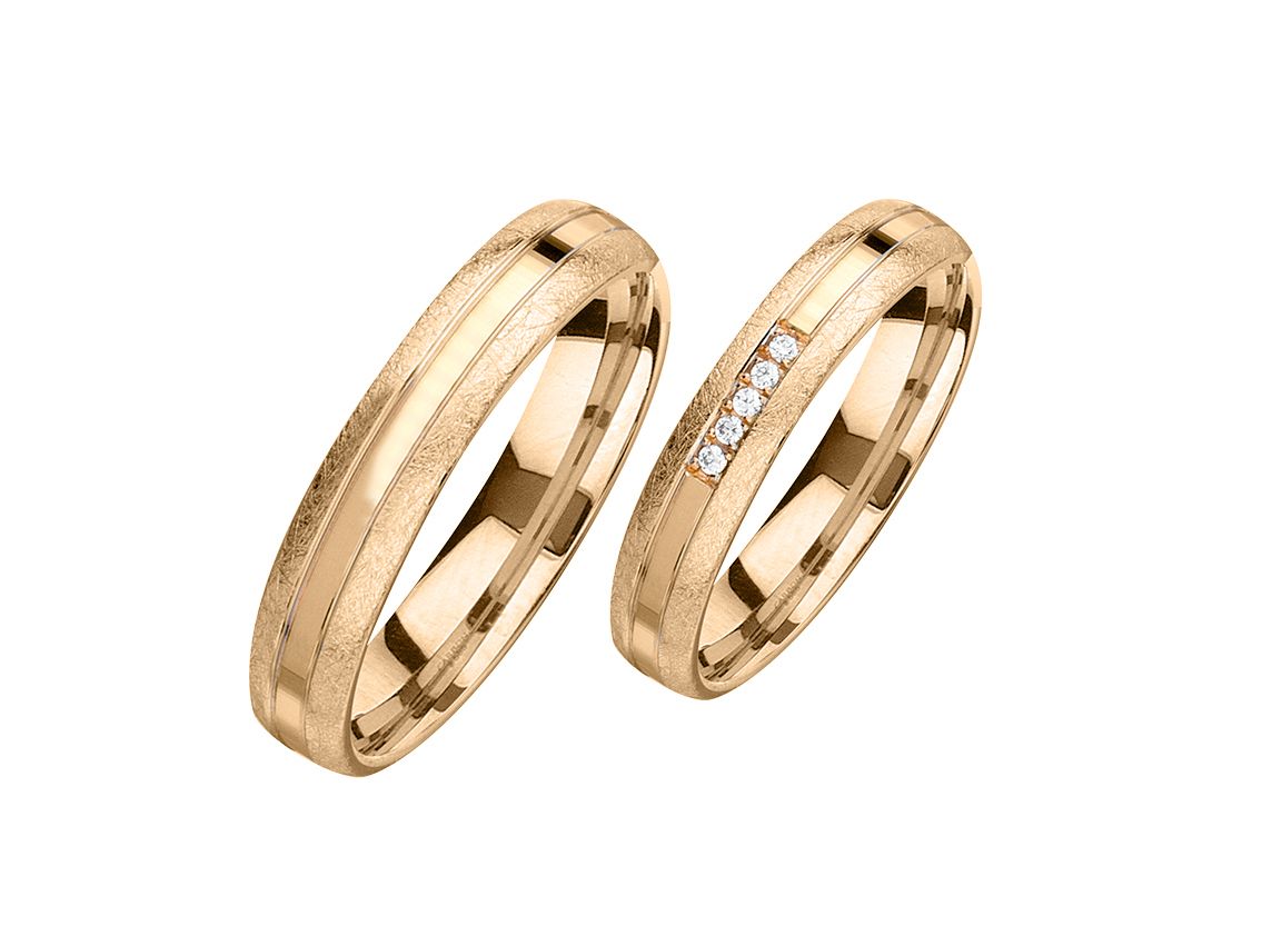 Fischer Trauring Ehering Verlobungsring Freundschaftring Set Aprikotgold Diamanten Neu