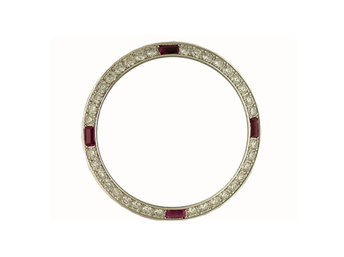 Zubehör - Lünette 36mm 18kt Weißgold Diamanten 1,80ct Rubin 0,60ct Neu