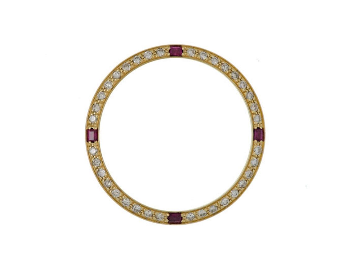 Zubehör - Lünette 18kt Gelbgold Diamanten Rubin 36mm Neu