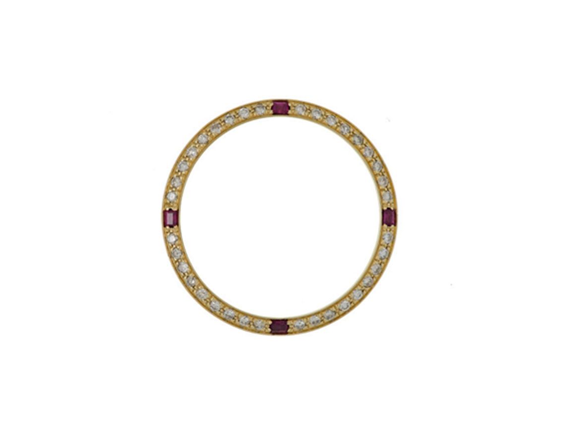 Zubehör - Lünette 18kt Gelbgold Diamanten Rubine 26mm- Neu
