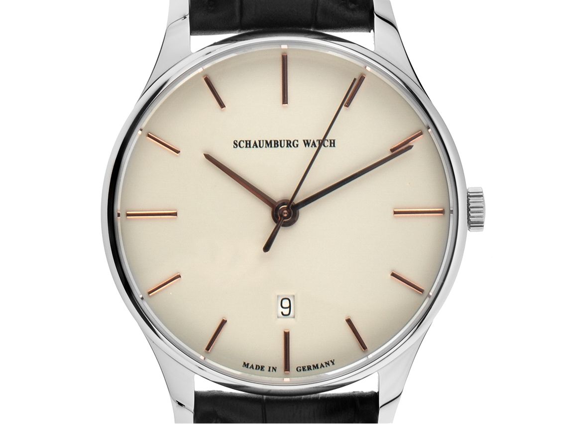 Schaumburg Watch Classoco Purist Stahl Automatik Armband Leder 40mm Box&Pap. Full Set Neu