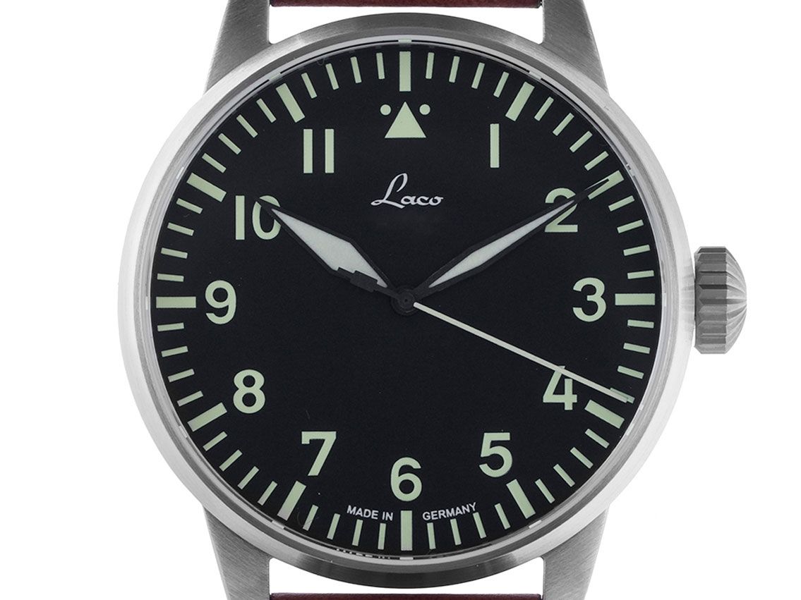 Laco Flieger Augsburg Stahl Automatik Armband Leder 42mm Ref.861688.2 Box&Pap. Full Set Neu