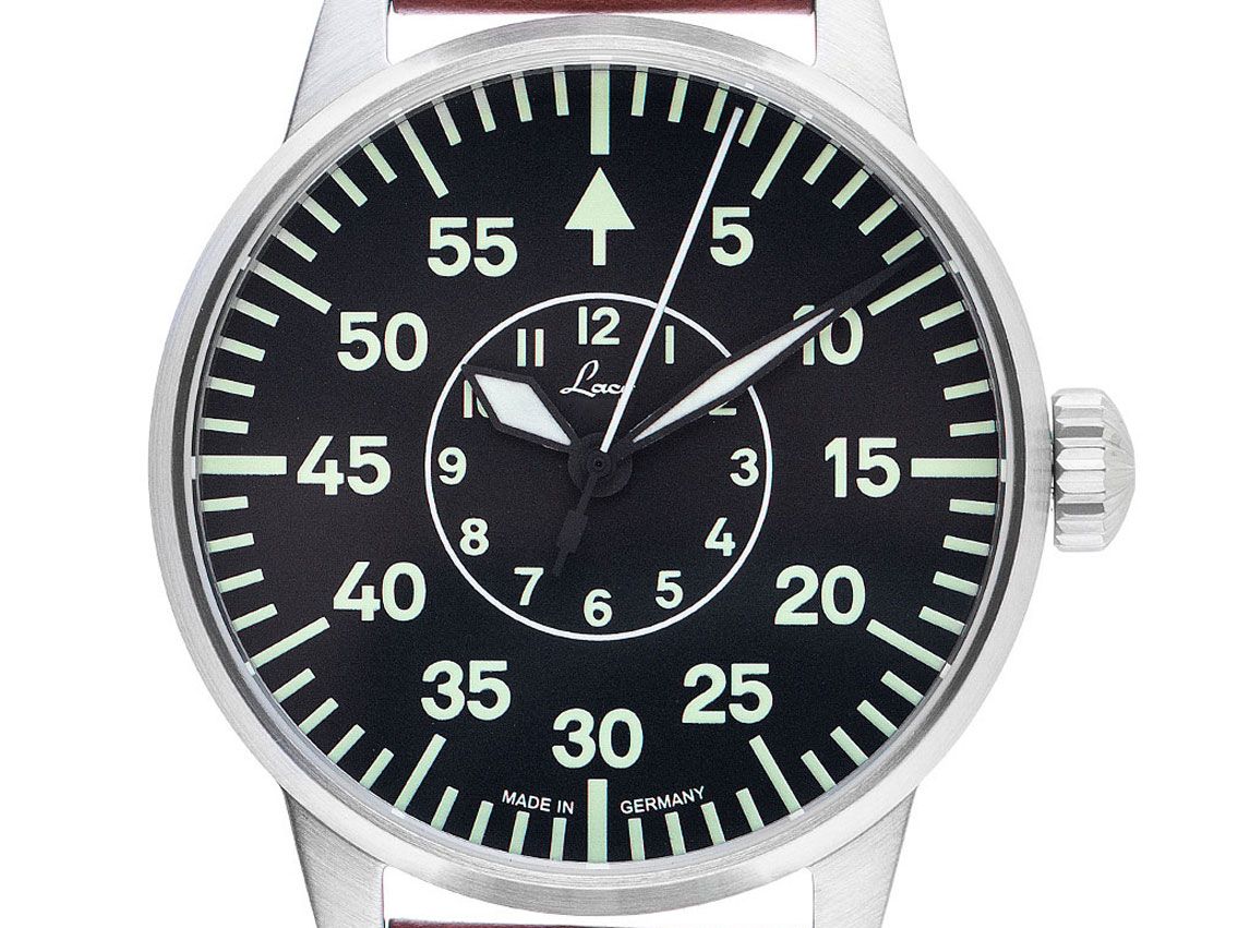 Laco Fliegeruhr Aachen Stahl Automatik Armband Leder 42mm Ref.861690.2 Box&Pap. Full Set Neu