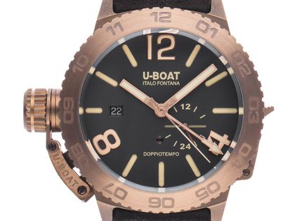 U-Boat Classico Doppiotempo 46 Bronze BR Automatik Armband Leder 46mm Ref.9008 Box&Pap. Full Set Neu