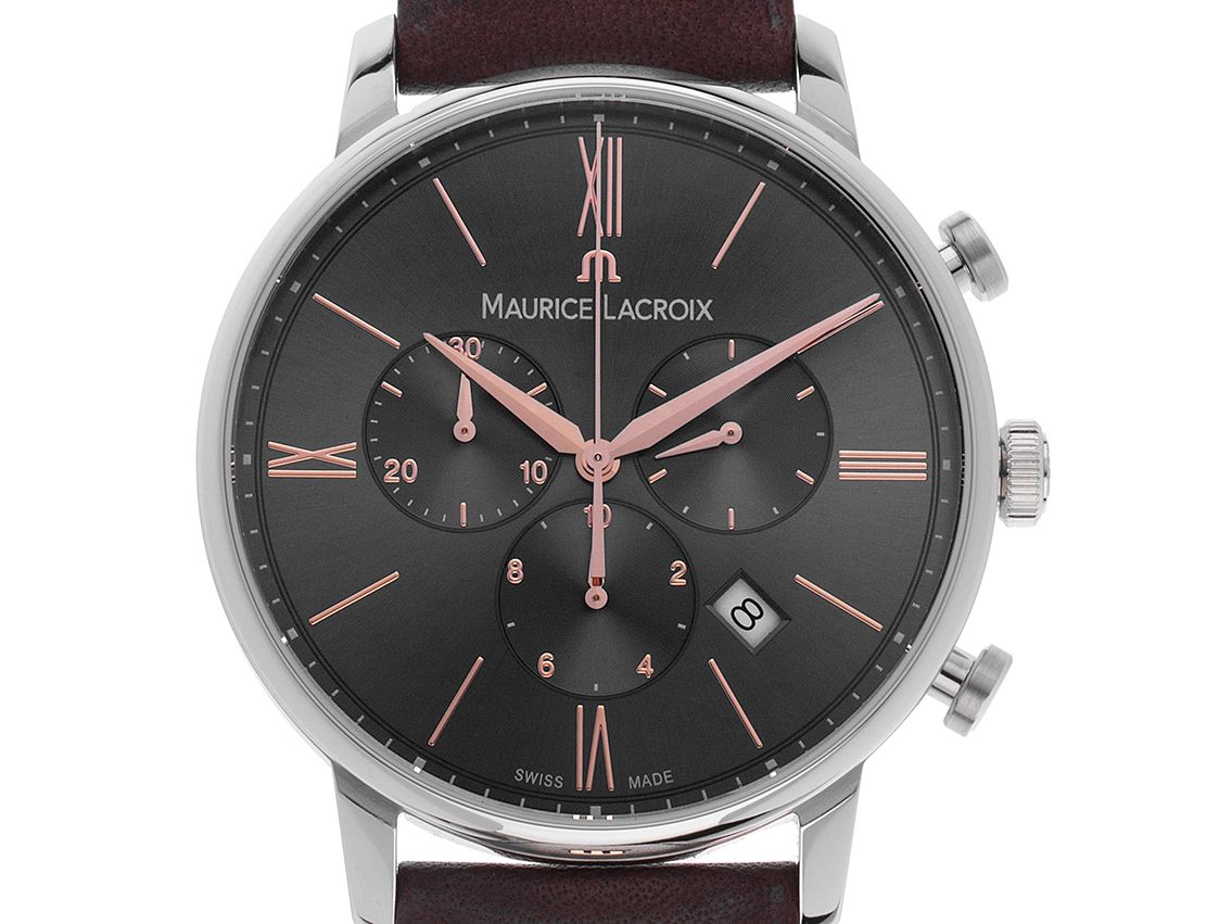 Maurice Lacroix Eliros Edelstahl Quarz Chronograph Armband Leder 40mm Ref. EL1098 Box&Pap. Full Set Neu