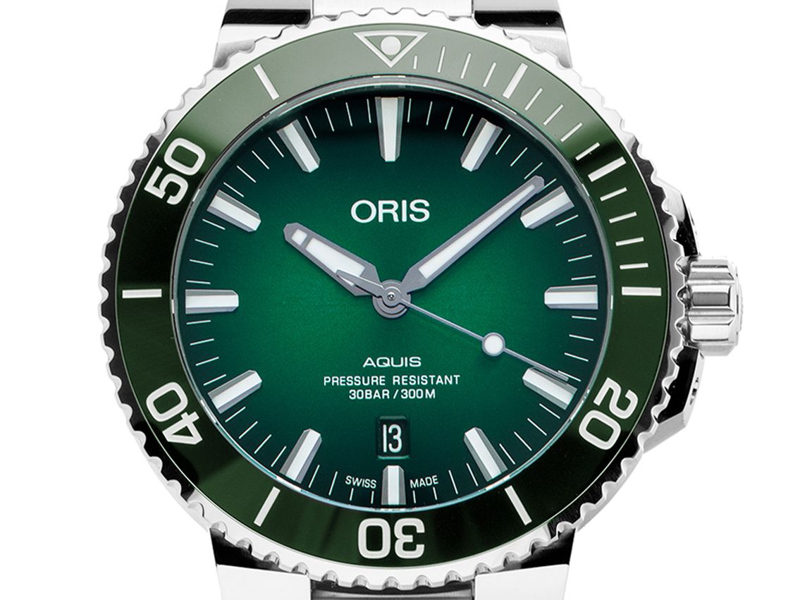 Oris Aquis Date Racing Grün Stahl Automatik Armband Stahl 44mm Box&Pap. Full Set Ungetragen