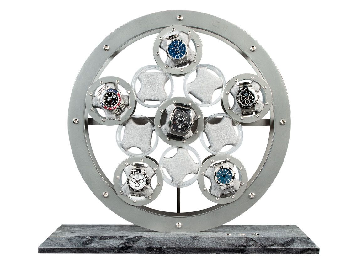 LumiSidus LS11 Rondo Silber Uhrenbeweger mit Steinsockel 44x50x21cm Neu 