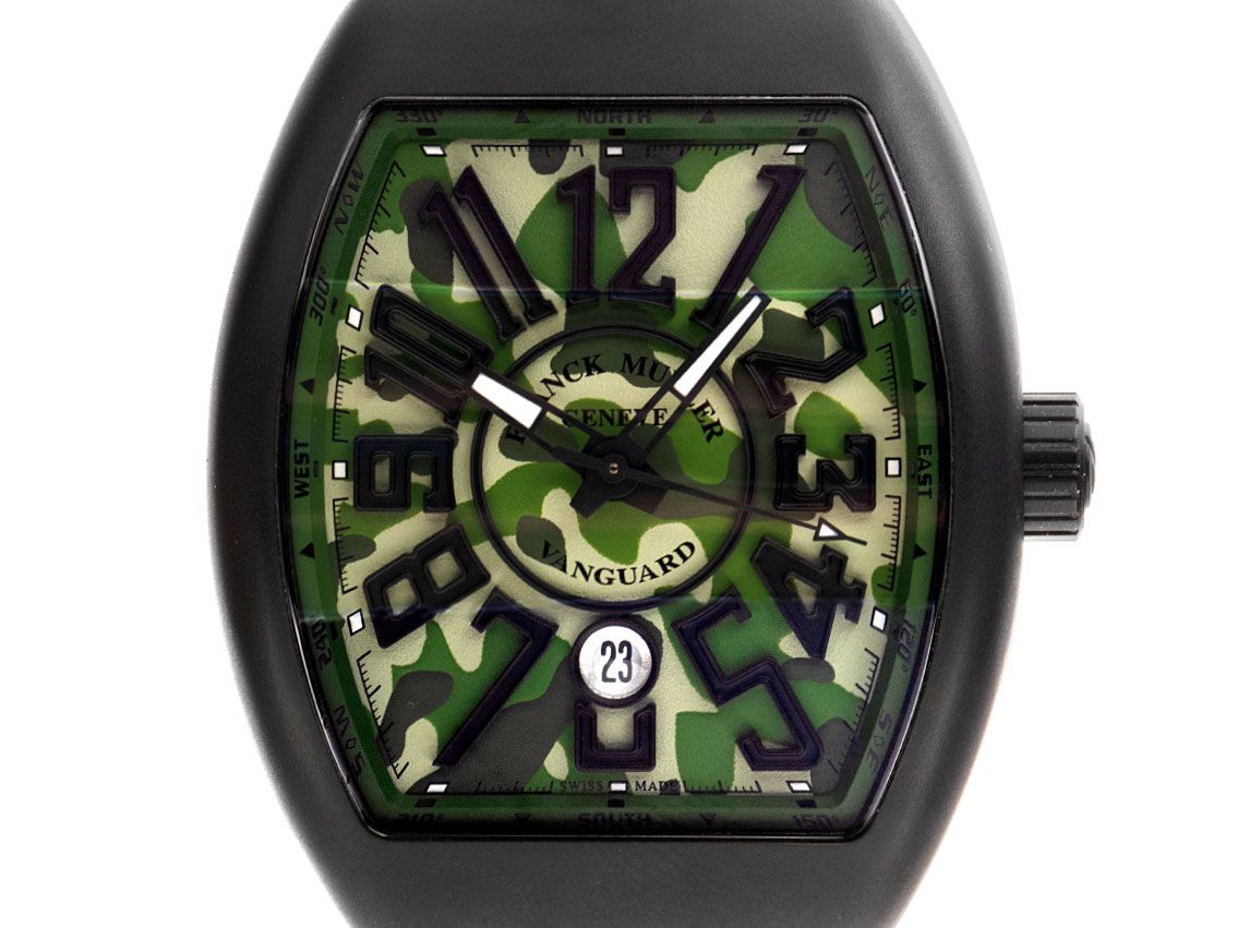 Franck Muller Vanguard Camouflage Titan PVD Automatik Armband Leder Kautschuk Faltschließe 53x44mm Box&Pap. Full Set Neu