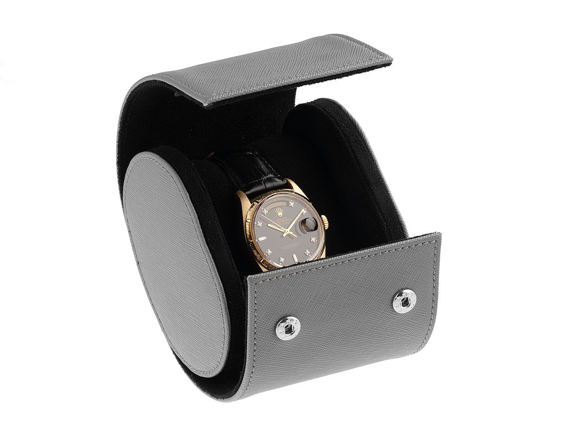 Tempomat Uhrenbox Watchroll 1 Uhr Leder grau 100x80x70mm 