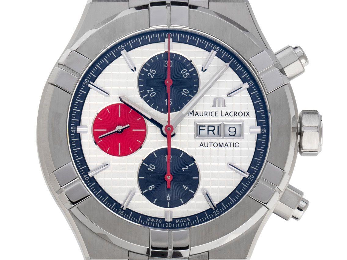 Maurice Lacroix Aikon Special Edition Mahindra Racing Chronograph Stahl Automatik Armband Leder Faltschließe 44mm Ref.AI6038 Box&Pap. Full Set Special Edition Neu 
