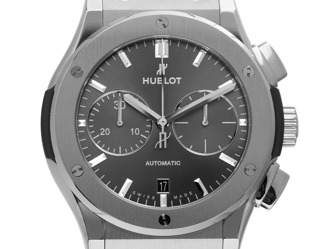 Hublot Classic Fusion Racing Grey Titan Automatik Chronograph Armband Leder Kautschuk 42mm orig.Box Ungetragen