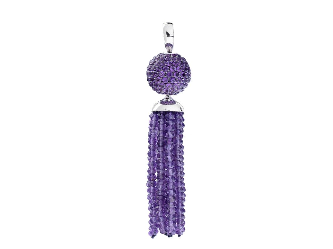 Anhänger 18kt Weißgold Amethyst Plug and Play Quaste 