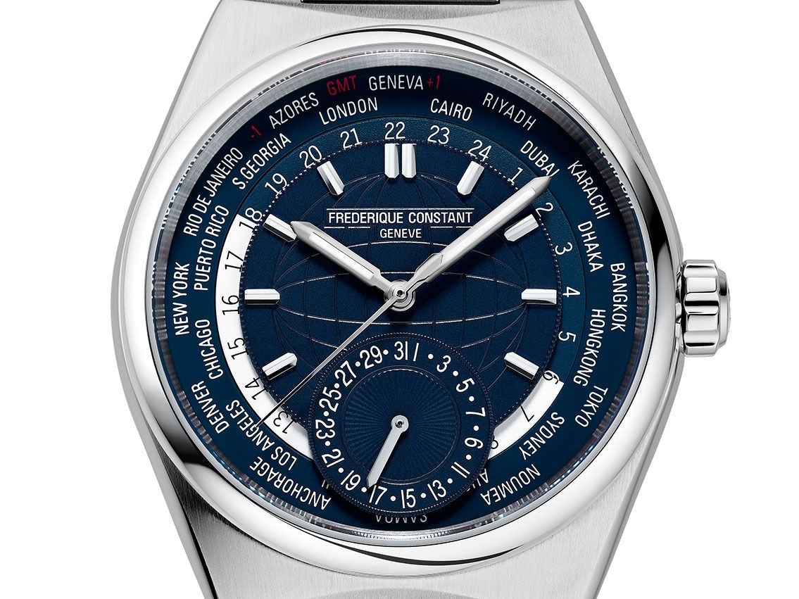 Frederique Constant Classic Worldtimer Manufacture Stahl Automatik Armband Stahl 41mm Ref.FC-718N4NH6B Box&Pap. Full Set Neu