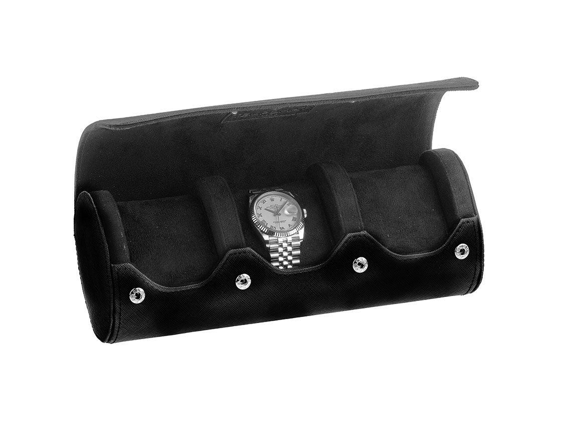 Tempomat Uhrenbox Watchroll 3 Stück Leder schwarz 245x100x70mm