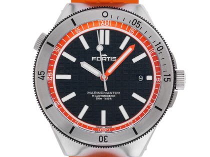 Fortis Marinemaster M-44 Amber Orange Stahl Automatik Armband Kautschuk 44mm Ref.F8120013 Box&Pap. Full Set Neu
