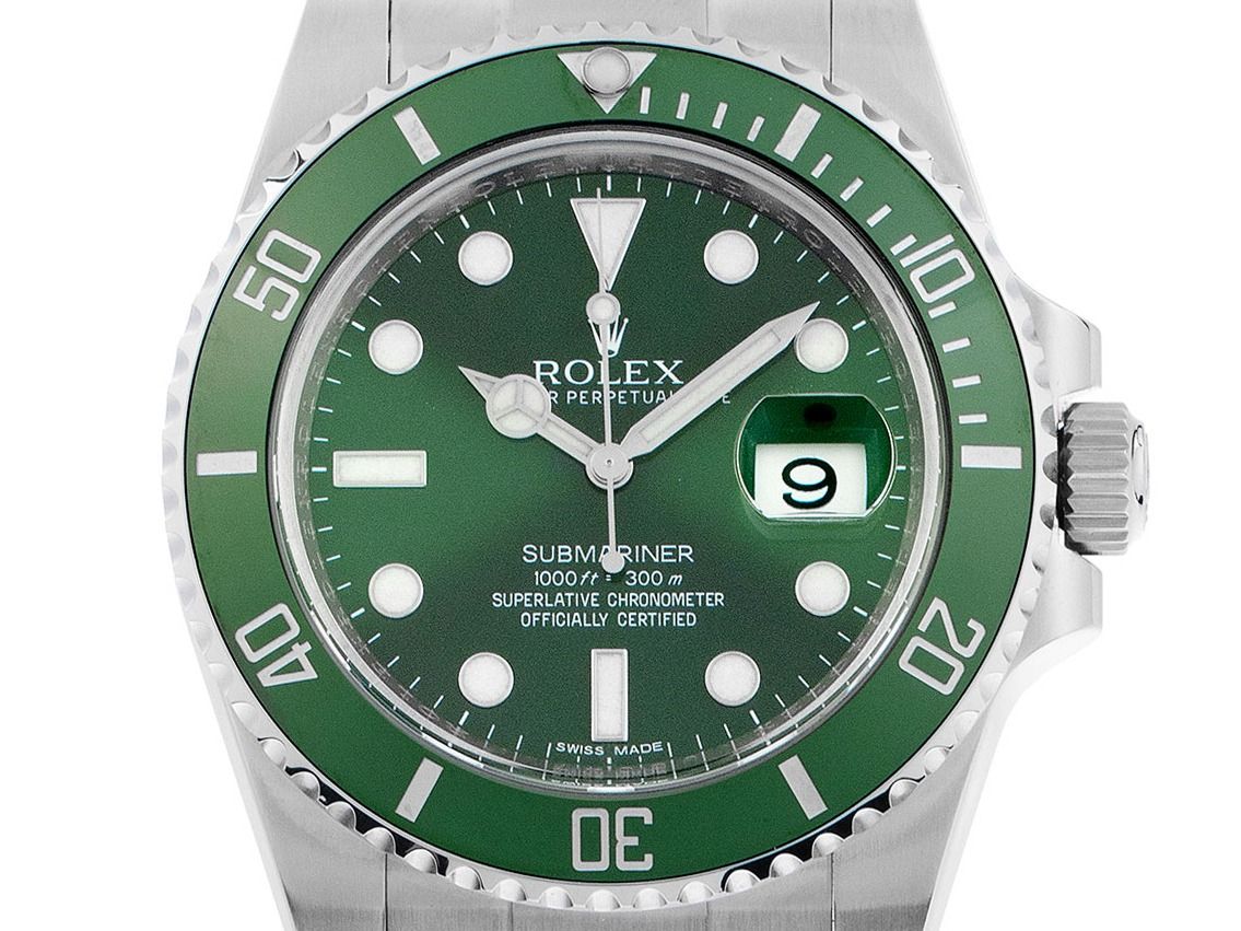 Rolex Submariner Date LV Hulk Ref.116610LV 2016 LC 100 Full Set wie Neu Vintage