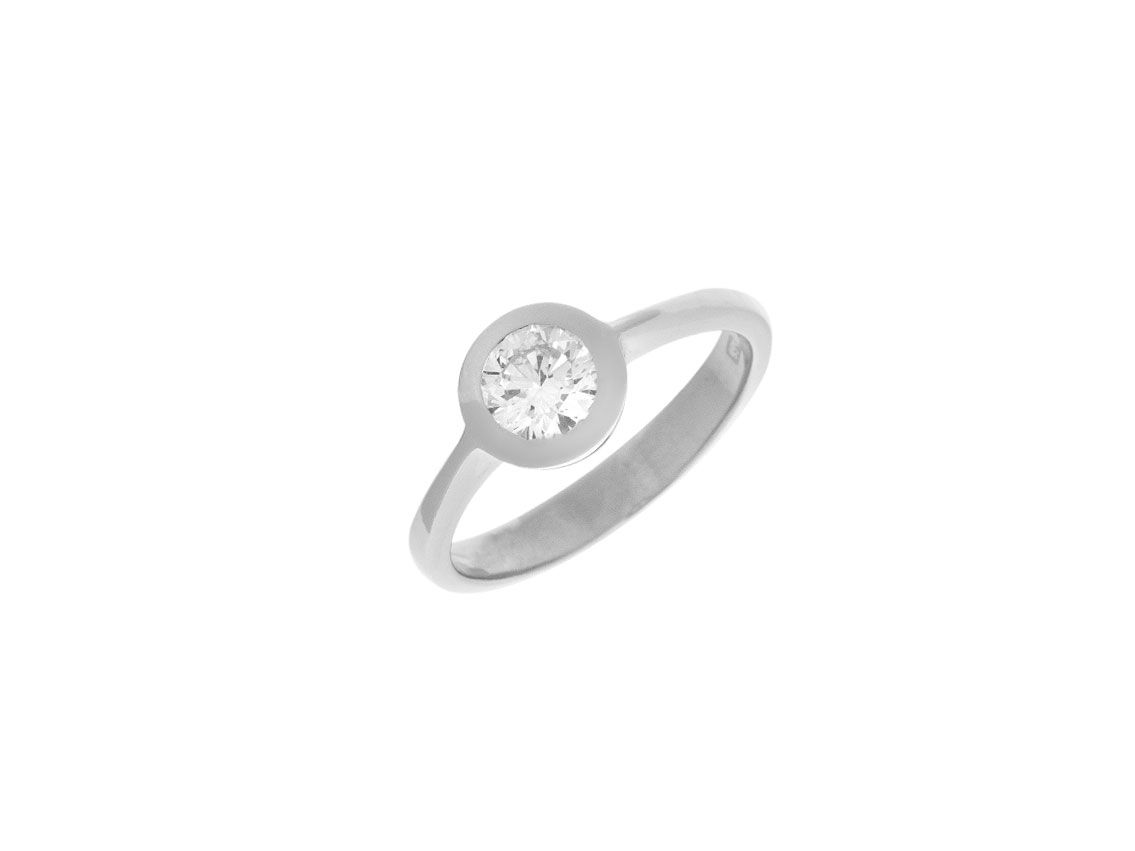 Ring Solitär 14kt Weißgold 3,4g Diamanten 0,65ct 
