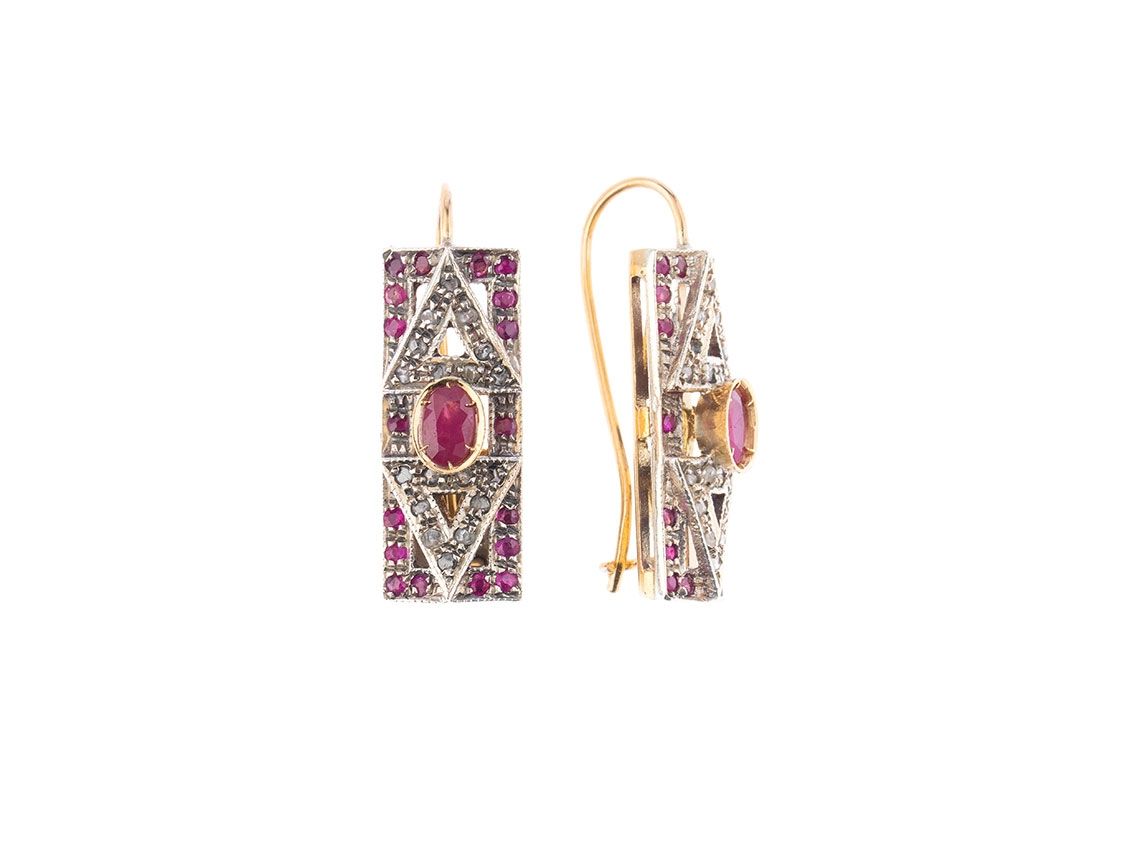 Ohrschmuck 14kt Roségold Silber 9,7g Diamanten 0,18ct Rubine 
