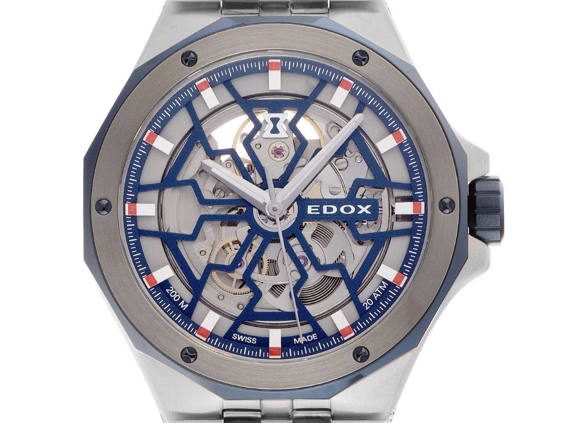 Edox Delfin The Original Mecano Automatic Stahl Automatik Armband Kautschuk 44mm Ref.85303-357BUCAB Box&Pap. Full Set Neu 