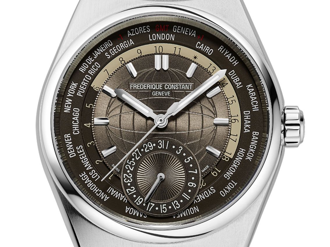 Frederique Constant Highlife Worldtimer Stahl Automatik Armband Krokoleder Faltschließe 41mm Ref.FC-718C4NH6 Box&Pap. Full Set Neu