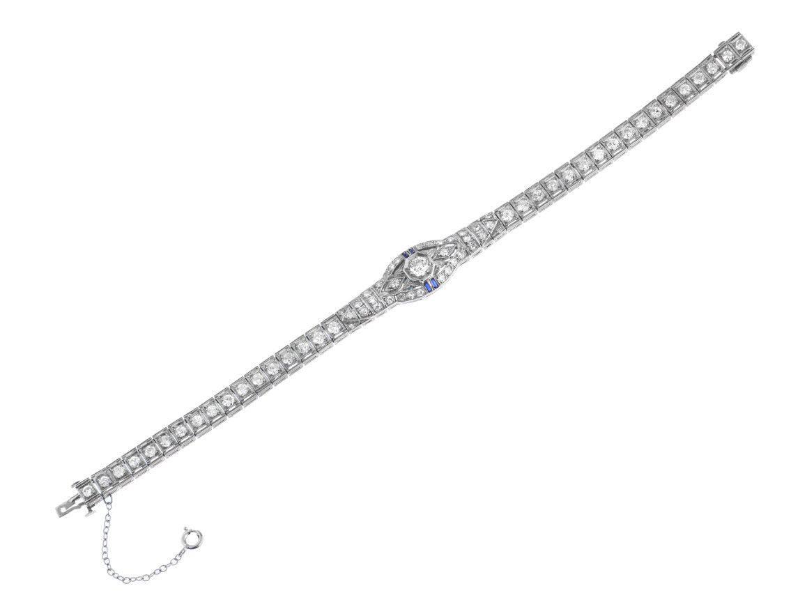 Armband 950 Platin 20,0g Diamanten 2,57ct Saphire 175mm 