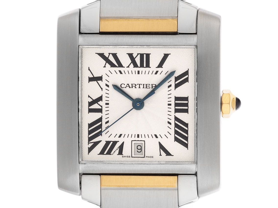 Cartier Tank Francaise Two Tone GM großes Modell Ref.2302 2000 Full Set wie Neu Vintage